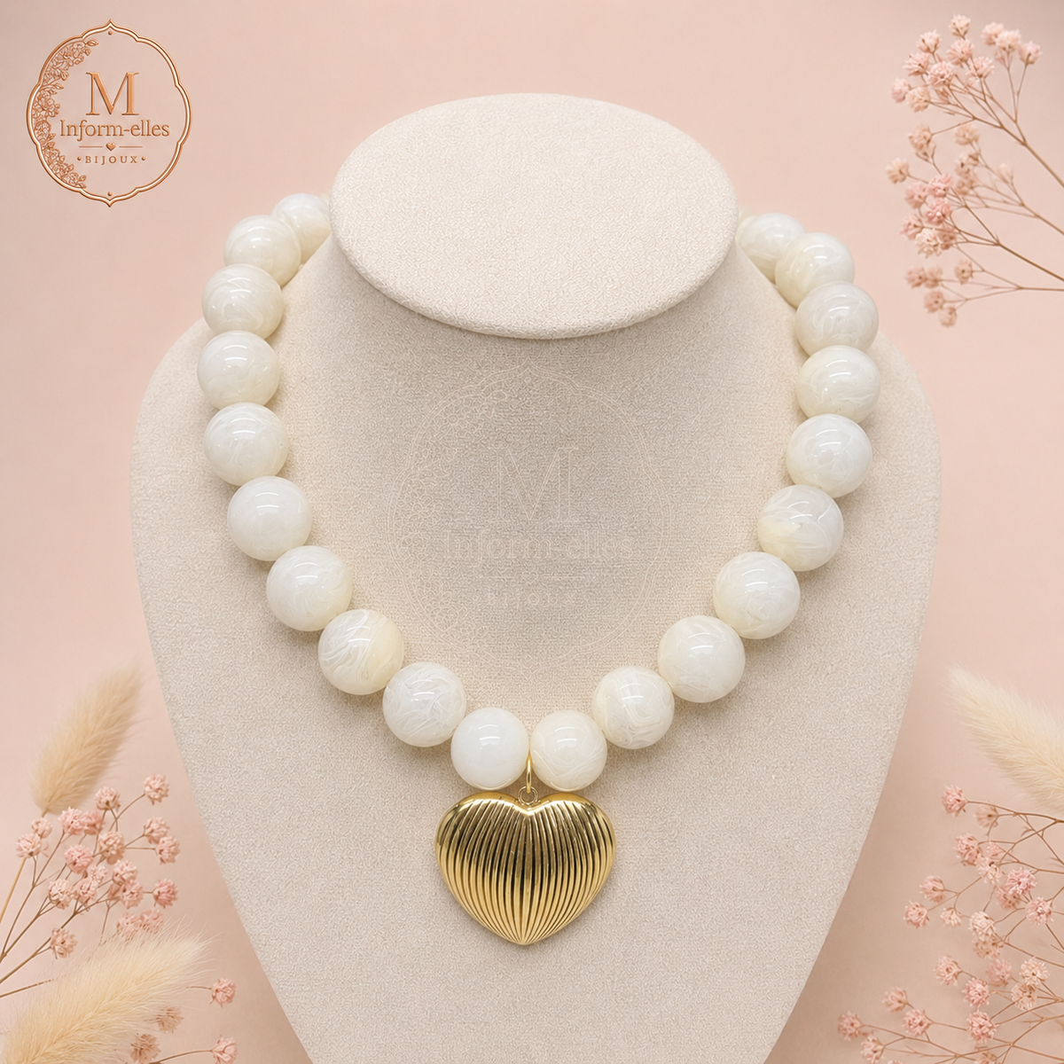 Collier coeur ivoire