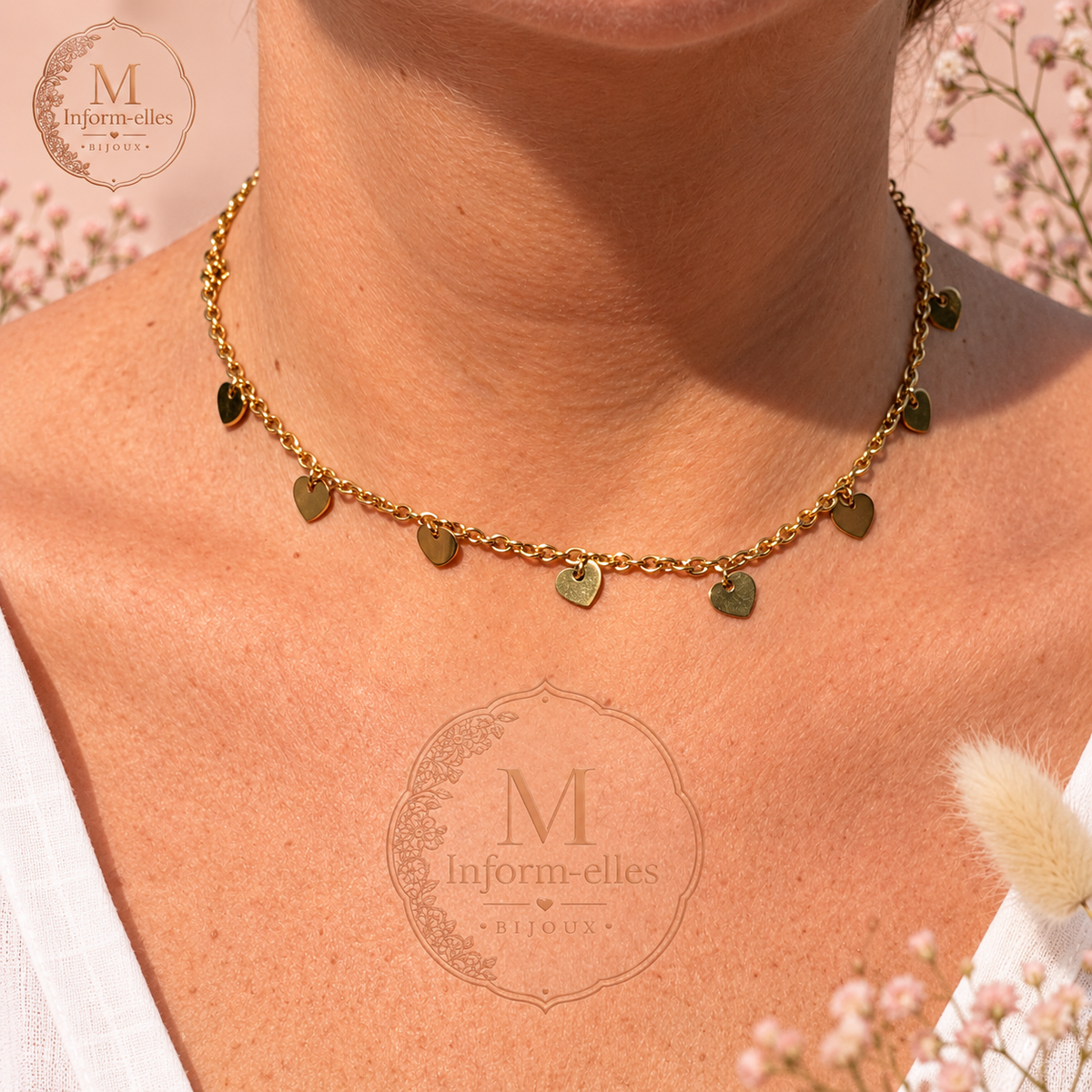 Collier pluie de coeur